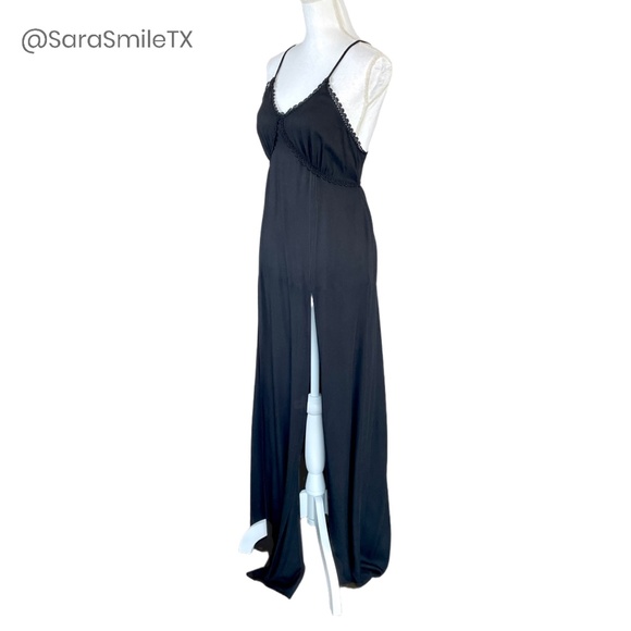FOR LOVE AND LEMONS Black Boho Double High Slit Low Back Maxi Summer Dress - Picture 4 of 15